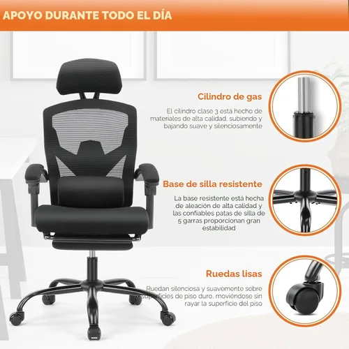 Vista 7 de [Usado] Sweetcrispy - Silla de oficina ergonómica, silla de escritorio para computadora con soporte lumbar Malla de respaldo alto, trabajo rodante