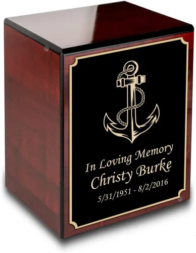 Vista 27 de GetUrns Caja conmemorativa de urna de cremación de cereza pequeña grabada personalizada para cenizas (gloria americana)