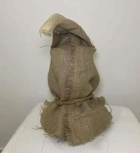 Vista 4 de Máscara de terror de Halloween con pelo de pajita, espeluznante saco de arpillera, máscara de cosplay para fiesta de disfraces para adultos