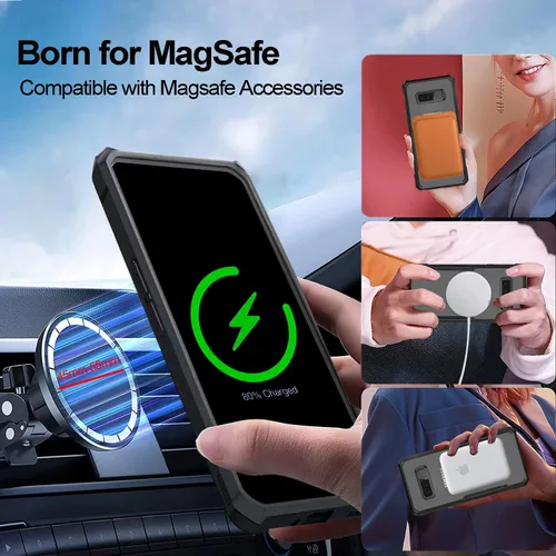 Vista 3 de Funda para Samsung Galaxy Note 8 [compatible con Magsafe] Parte trasera de policarbonato duro [anillo de metal integrado] Slim Fit Anti Amarillo