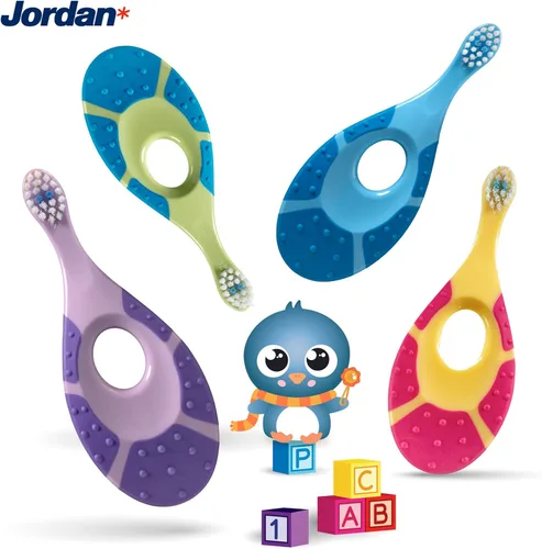 Vista 9 de Cepillo dental para bebés de 0 a 2 años Jordan Step 1, cerdas suaves, sin BPA (4 unidades)