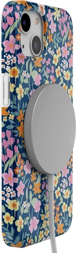 Vista 8 de Carcasa Casely para iPhone 13 Full Bloom Floral azul marino Compatible con MagSafe Diseño ultra delgado clásico Floración completa Floral