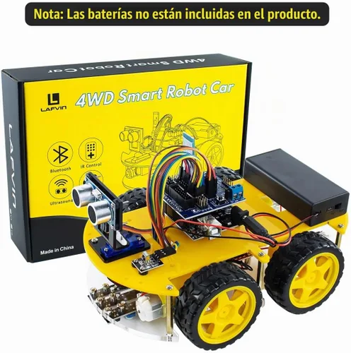 Vista 6 de LAFVIN Kit de coche robot inteligente incluye sensor ultrasónico, placa R3 compatible con Arduino IDE con tutorial