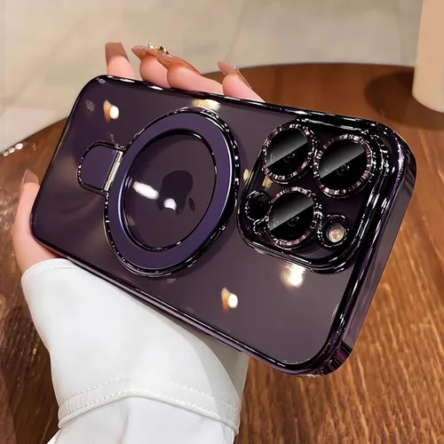 Vista 15 de Funda magnética para iPhone 14 Pro con soporte invisible, protector de lente de cámara integrado, a prueba de golpes