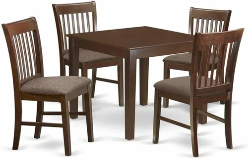 Vista 7 de East West Furniture OXNO3-MAH-C - Juego de mesa de comedor de 3 piezas contiene una mesa de cocina cuadrada y 2 sillas de comedor tapizadas de tela