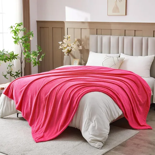 Vista 64 de NEWCOSPLAY Manta de Tiro Súper Suave Aqua Franela Sedosa Premium Fleece con Patrón de Hojas Ligera Manta de Cama para Uso en Todas las Estaciones