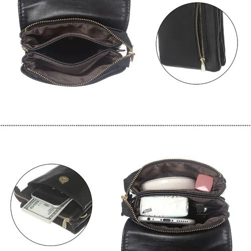 Vista 3 de MINICAT - Bolso cruzado para mujer, pequeño, bolsillos espaciosos, para celular, bolsa de mano para mujer