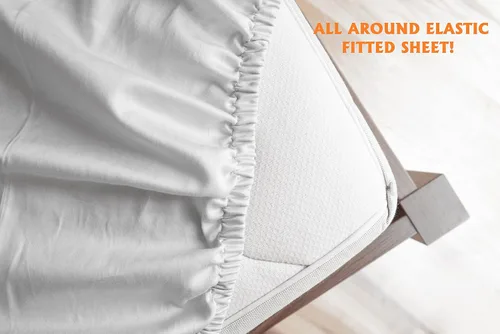 Vista 4 de Elegant Comfort Lujosa sábana bajera de 1500 hilos de calidad egipcia resistente a las arrugas, 1 pieza, elástico en todo el contorno, bolsillo