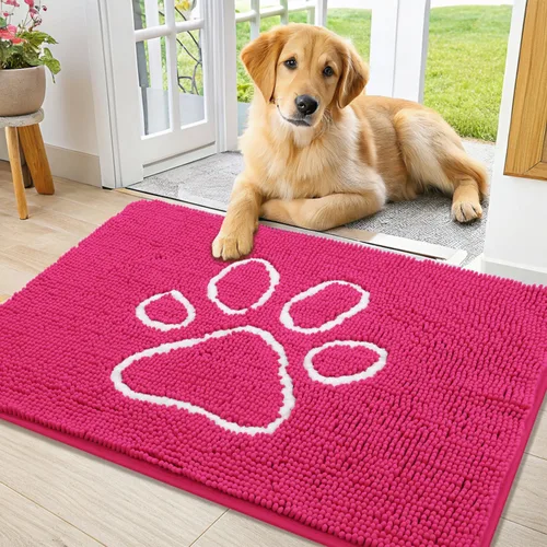Vista 131 de Smiry Tapete para puerta de perro para patas fangosas, absorbente y Gris y negro
