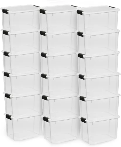 Vista 23 de Sterilite paquete de 6 cajas Ultra con pestillo, contenedores de almacenamiento con tapas, plástico transparente, 18 cuartos de galón - Contenedores