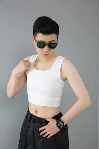Vista 3 de Carpeta de pecho de 7.9 in Super Banda elástica Tank Top Shapewear para Tomboy Trans Lesbianas