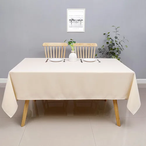 Vista 6 de Wewoch Mantel rectangular beige resistente al agua lavable de poliéster para comedor, cocina, fiestas, bodas y uso al aire libre, 52 x 70 pulgadas