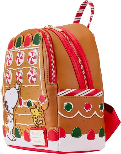 Vista 2 de Loungefly Peanuts Snoopy Gingerbread House - Mini mochila perfumada, Marrón