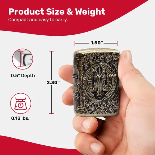 Vista 3 de Zippo - Encendedor de bolsillo cruzado Armadura San Benito Latón