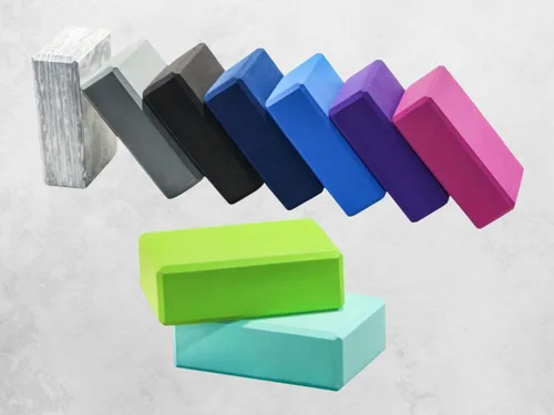 Vista 3 de EXERZ Bloques de yoga, paquete de 2, bloques de gimnasio, ladrillos de entrenamiento de fitness, soporte de mano elástico para pilates antideslizante