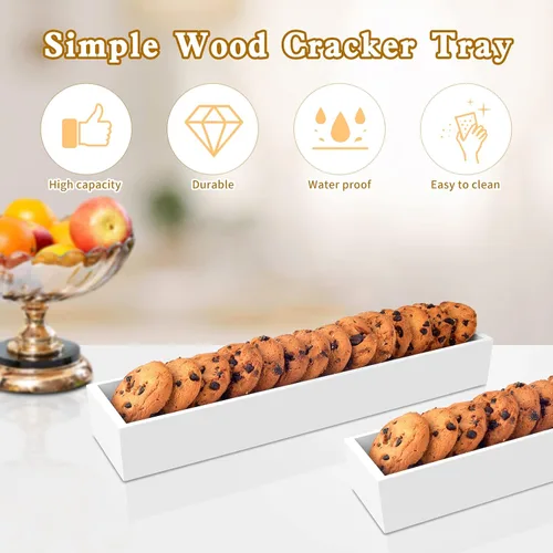 Vista 3 de 3 bandejas de madera para servir galletas para servir galletas saladas, soporte rectangular para bandejas de servir galletas para galletas, bandeja