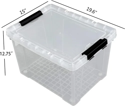 Vista 3 de Ggbin Caja de almacenamiento de plástico transparente de 50 cuartos de galón con tapa, 4 paquetes.