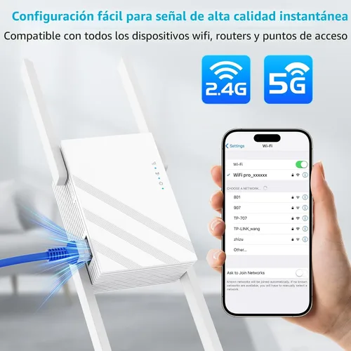 Vista 4 de Amplificador de señal WiFi de 1.2 Gbps 2025, hasta 12880 pies cuadrados, banda dual 5 GHz/2.4 GHz, extensores WiFi amplificador de señal