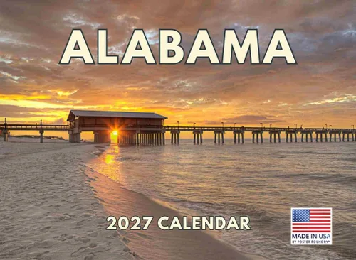 Vista 60 de Calendario de Alabama 2026 para pared, 12 meses, mensual, recuerdos escénicos de AL Hecho en Estados Unidos