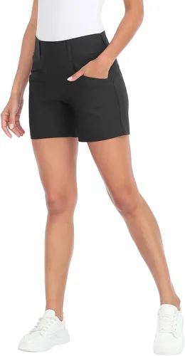 Vista 5 de LRD Pantalones cortos de golf para mujer, entrepierna de 5 pulgadas, de secado rápido, elásticos, con bolsillos