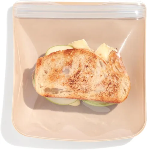 Vista 11 de W&P Porter Bolsa de almacenamiento reutilizable de silicona, sándwich (50 onzas de pie), color rubor, contenedor de almacenamiento de alimentos