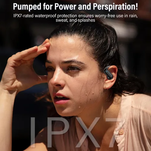 Vista 4 de Auriculares de oreja abierta, auriculares inalámbricos Bluetooth 5.4 con ganchos para los oídos, auriculares estéreo de alta fidelidad de 32 horas