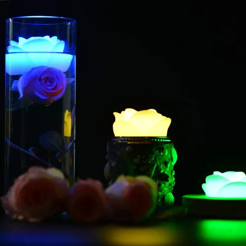 Vista 2 de KITOSUN Velas LED flotantes sin llama, velas LED parpadeantes activadas por agua de 3 pulgadas para centros de mesa de boda, jarrón, decoración
