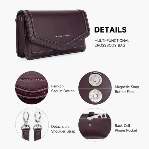 Vista 3 de Bolsos cruzados para mujer, de cuero vegano, bolsos de hombro pequeños