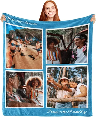 Vista 13 de ShineSand Manta personalizada con foto, manta de fotos personalizada con texto de nombre, manta divertida personalizada, manta de forro polar