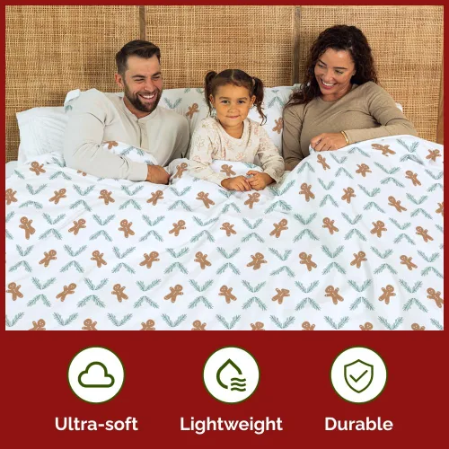 Vista 3 de Juego de funda de edredón de Navidad tamaño individual, funda de edredón extra suave con 1 funda de almohada, ropa de cama navideña con cierres