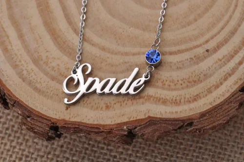Vista 6 de LikeFun Collar personalizado con mi nombre con piedra natal para regalos de joyería