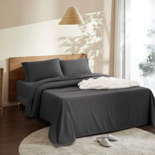 Vista 8 de SONORO KATE Juego de sábanas de cama, sábanas suaves de 1800 hilos, sábanas y fundas de almohada de microfibra refrescante, sábanas de 4 piezas