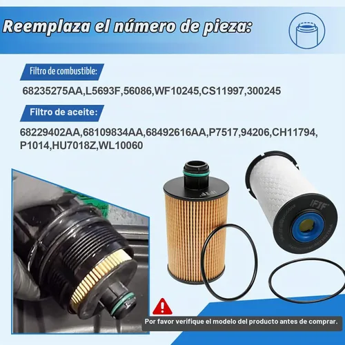 Vista 4 de iFJF 68235275AA Fuel 68229402AA Kit de filtro de aceite de repuesto para Ram 1500