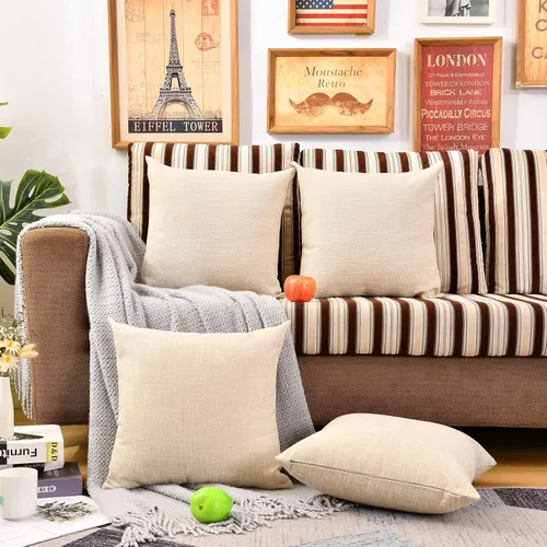 Vista 19 de Fundas de almohada de sublimación en blanco de 16 x 16 pulgadas, fundas de almohada beige a granel para vinilo de transferencia de calor, juego de 6