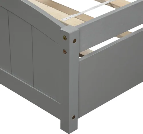 Vista 6 de Harper & Bright Designs Base de cama individual con nido, plataforma de madera con cabecera (tamaño individual, gris)
