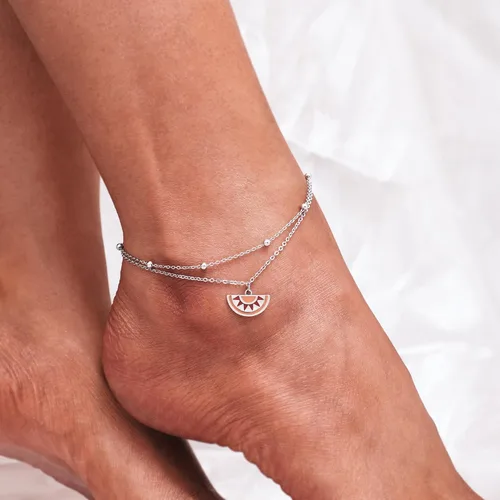 Vista 49 de CHIC & ARTSY Tobilleras de plata de ley S925 para mujer, pulsera de tobillo ajustable multicapa para playa, joyería de verano para mujer, de 10 a 11