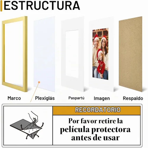 Vista 3 de decorUhome Paquete de 10 marcos de fotos de 4 x 6 pulgadas, decoración de Dorado