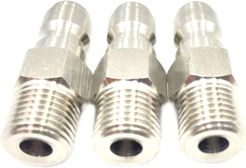 Vista 3 de 3 unids 1/4 pulgada macho NPT montaje 5000 PSI, acoplador de lavadora a presión sólido macho enchufe de conexión rápida