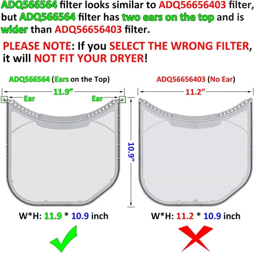 Vista 3 de ADQ566564 - Filtro de pelusa de repuesto para secadoras LG y Kenmore, trampa de pantalla de pelusa ultra duradera, borde sin sello de fieltro
