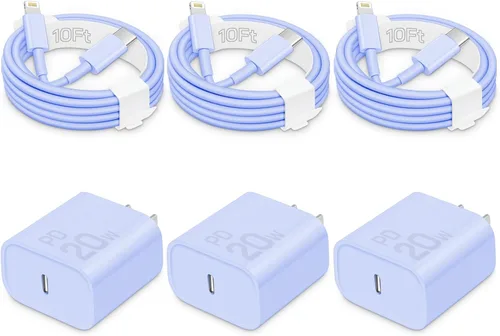 Vista 17 de CXX 20W Fast Charger for iPhone 14/13/12 [3-Pack, MFi Certified] Blue
