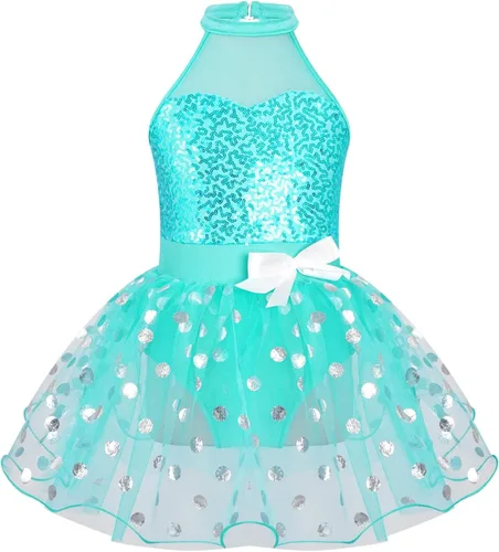 Vista 50 de CHICTRY Vestido tutú de ballet con lentejuelas brillantes para niñas y niñas, moderno disfraz de baile latino de jazz