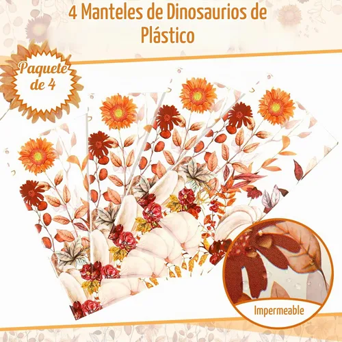 Vista 3 de Newwiee - 4 manteles desechables de otoño, 54 x 108 pulgadas