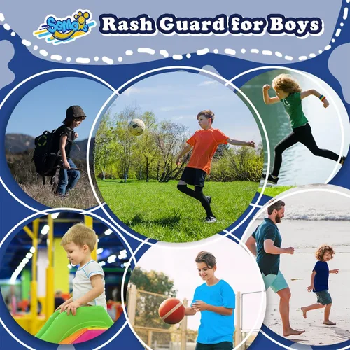 Vista 5 de Semois Camiseta de Protección Solar para Niños de Manga Corta Traje de Baño Niños Pequeños Niños Jóvenes Rashguard Camiseta de Agua UPF+ 50 Camiseta