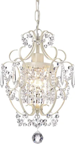 Vista 10 de Edvivi Amorette - Mini candelabro de cristal, 1 luz moderna y elegante lámpara de techo de bronce antiguo, iluminación colgante ajustable