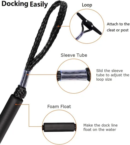 Vista 3 de Líneas de muelle elástico para barco, cuerda de amarre para barcos, accesorios de barco, cuerdas de acoplamiento PWC para barcos, pontón, moto