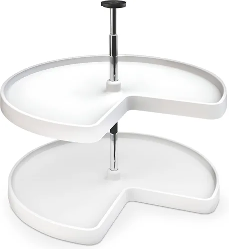 Vista 10 de Rev-A-Shelf Estante giratorio de 2 niveles en forma de riñón para gabinetes de base de esquina, plástico, 24" con estantes dobles giratorios