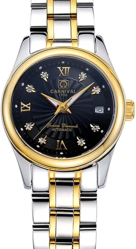 Vista 6 de Carnaval mecánico pareja de relojes hombres y mujeres masculino o femenino Set de regalo de 2, Negro dorado