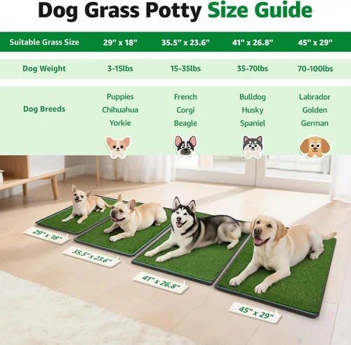 Vista 7 de Almohadilla de hierba para perros Orinal: 35.5 "x 23.6" Almohadilla de césped para perros con bandeja 2 alfombrillas de césped artificial