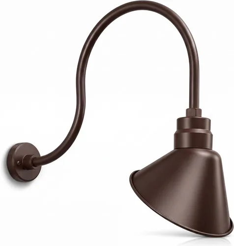 Vista 10 de Lámpara de señal de cuello de cisne de acabado galvanizado de 10 pulgadas con brazo de extensión de 22 pulgadas de largo, aplique de pared