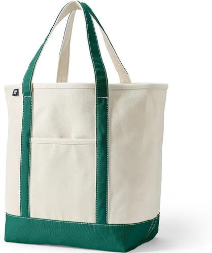 Vista 16 de Lands' End Bolso de lona abierto Natural/Azul marino radiante
